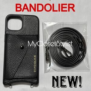 BANDOLIER Black Leather Wallet iPhone 14 Case Crossbody Strap NEW SET!